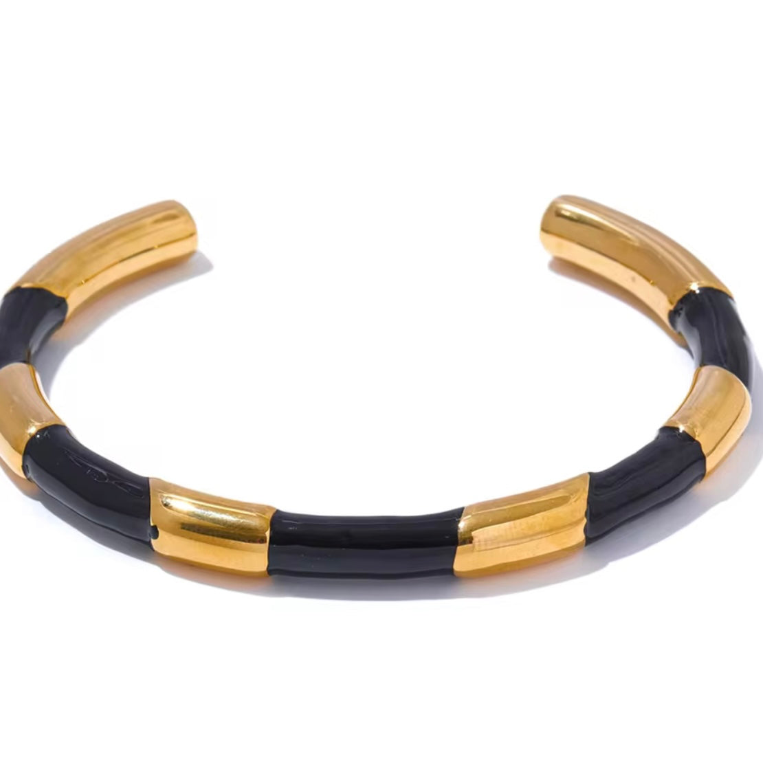 White & Black Enamel Cuffs