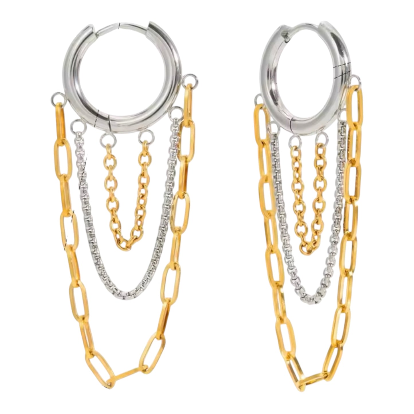 Gold-Silver Drift Tassel Earrings
