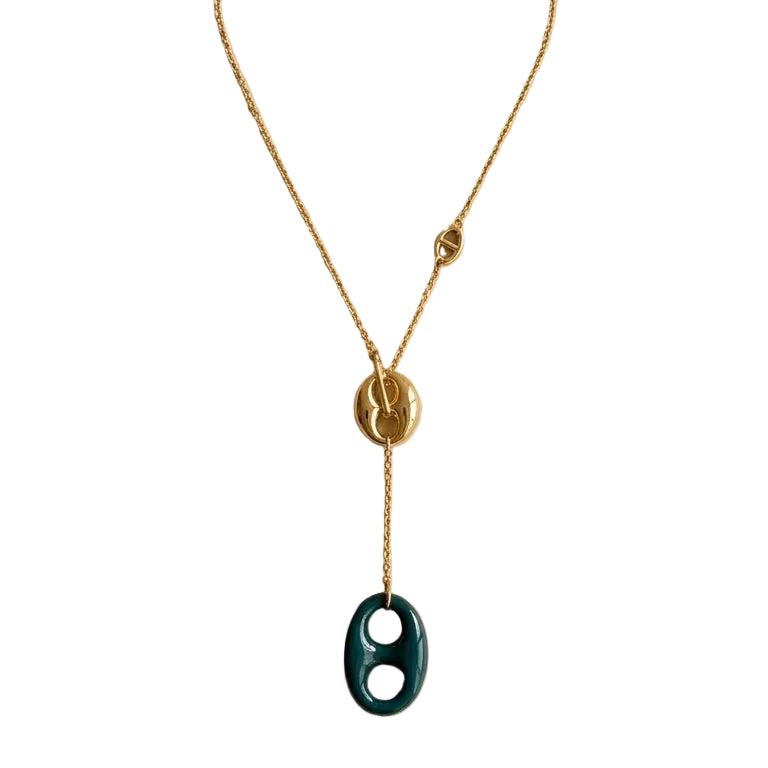 Jade - Gold Twin Link Necklace