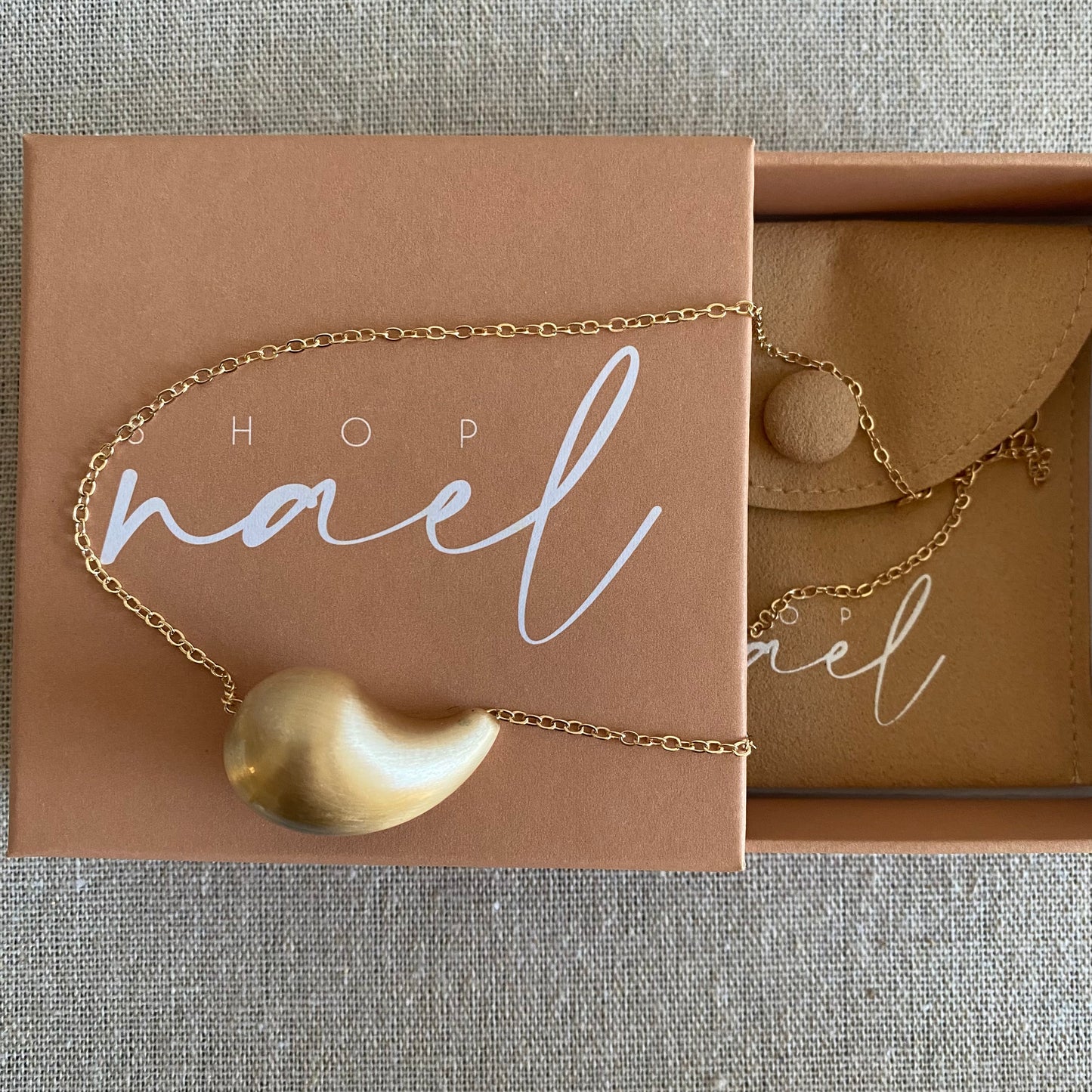 Bold Medium Gold MATTE drop necklace