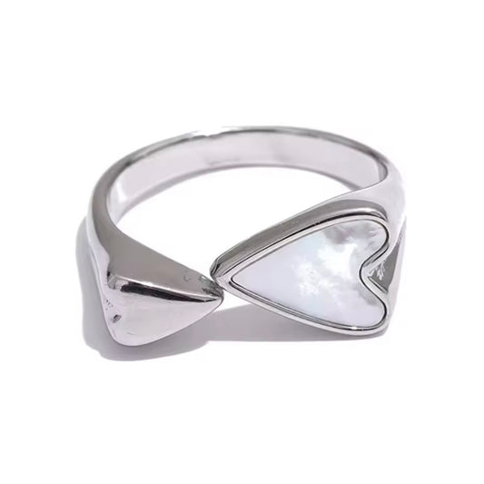 Shell Heart Silver Ring