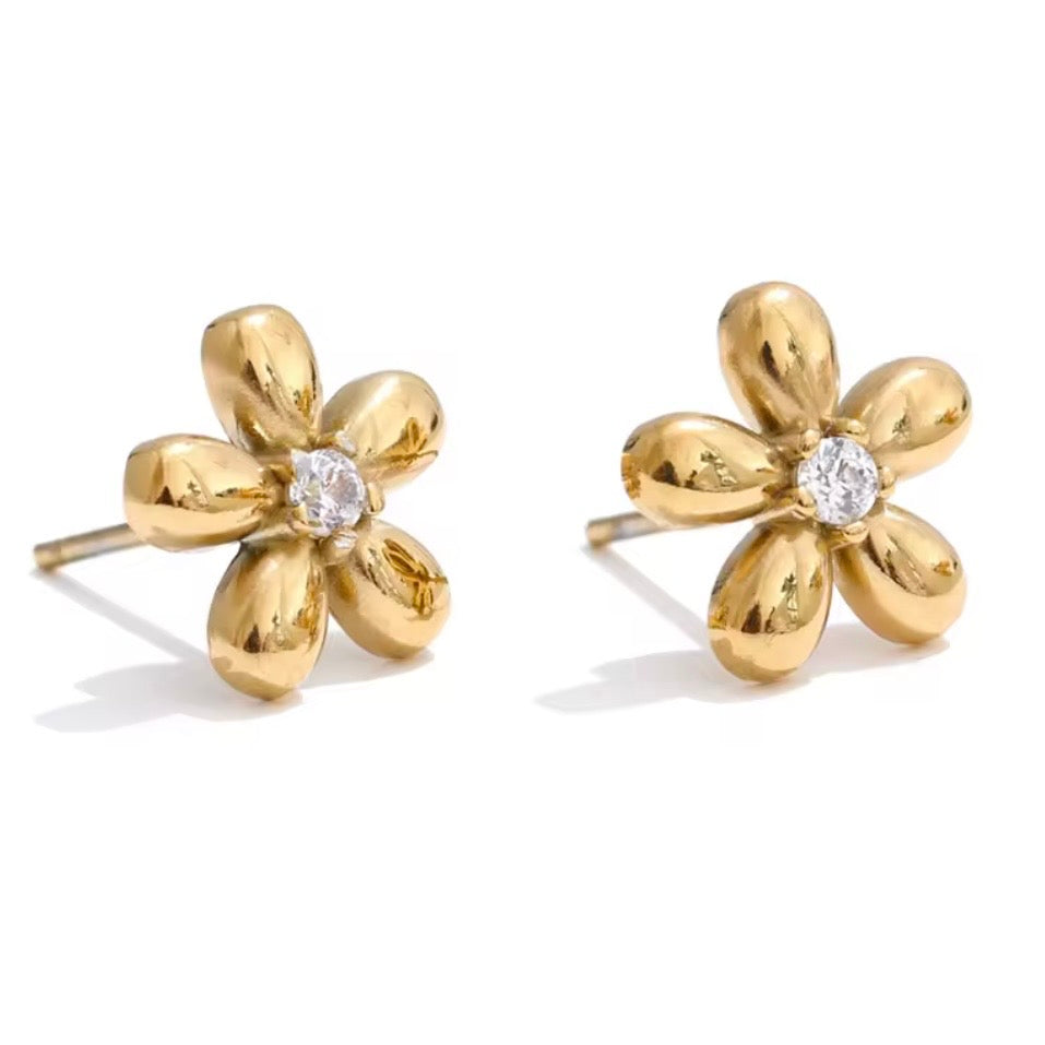 Mini Gold Flower Studs