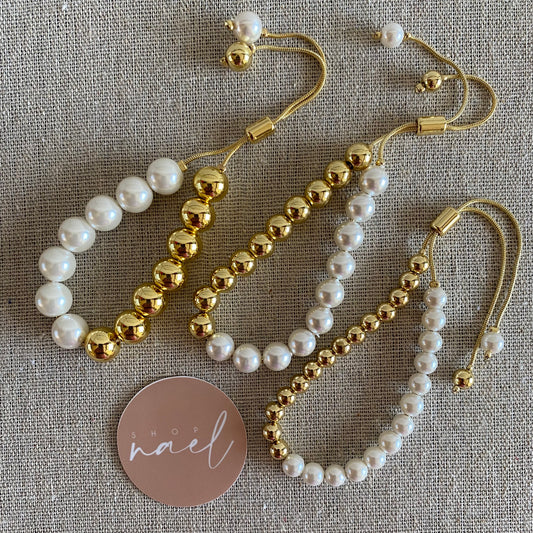 pearl-gold beaded bracelet