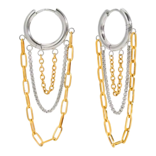 Gold-Silver Drift Tassel Earrings