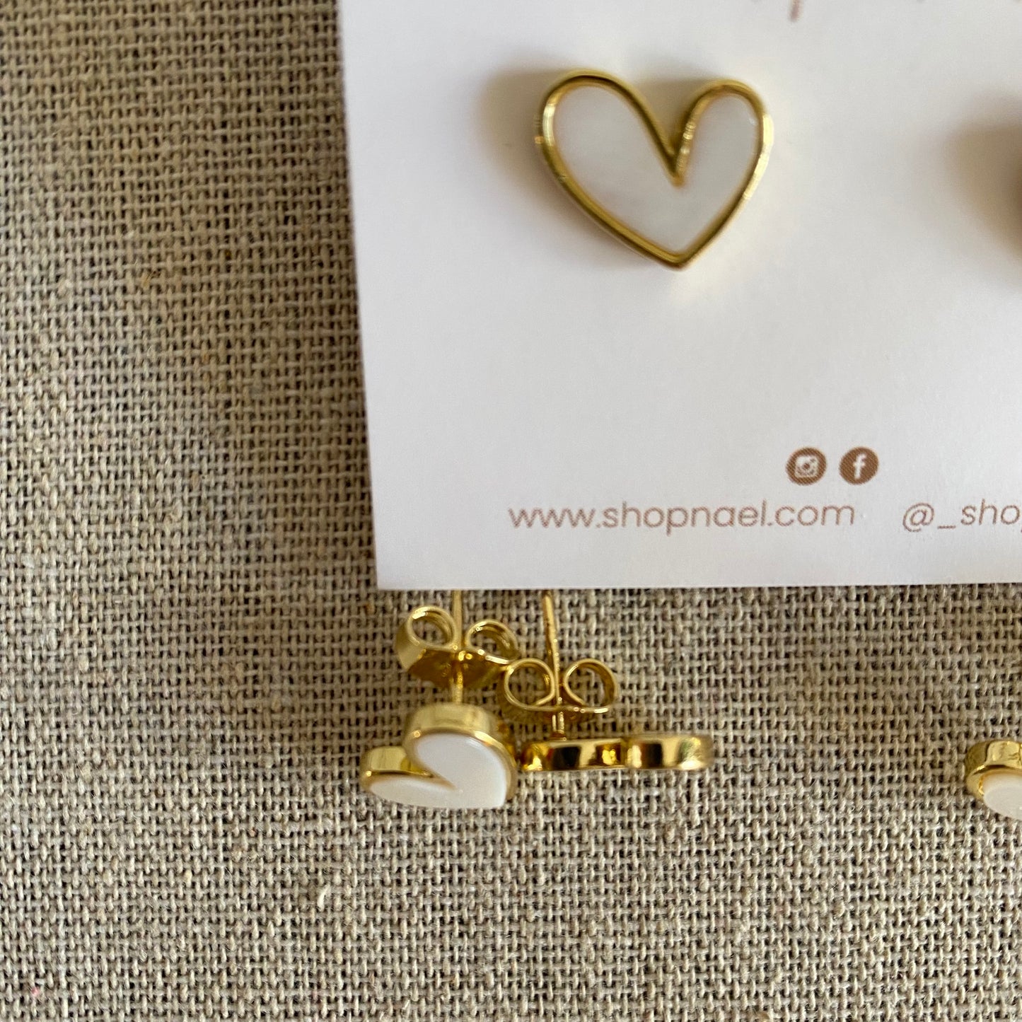 pearl gold heart studs