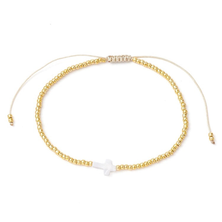 Mother-pearl & gold bead breacelet