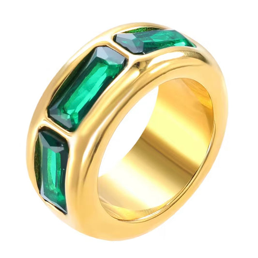 Nomad Chunky Green Baguette Ring