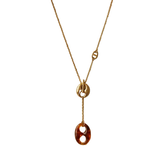 Amber- Gold Twin Link Necklace