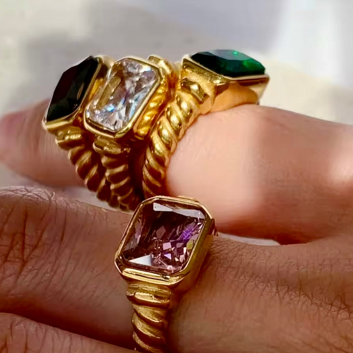 Geometric Zircon Ring