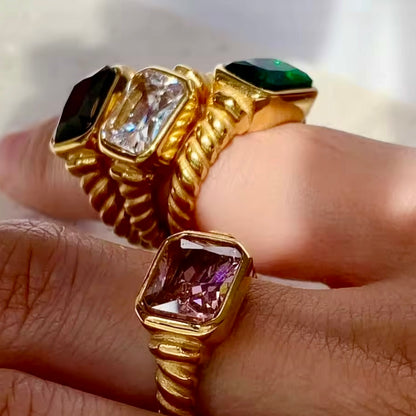 Geometric Zircon Ring