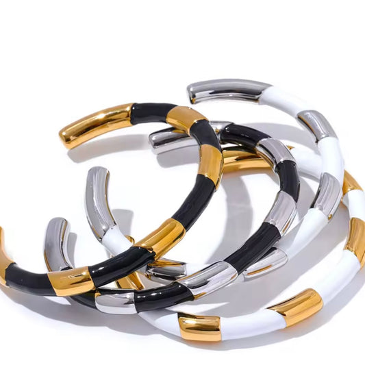 White & Black Enamel Cuffs