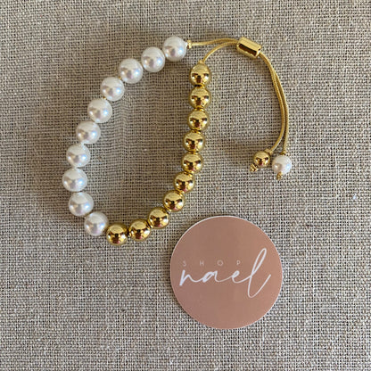 pearl-gold beaded bracelet