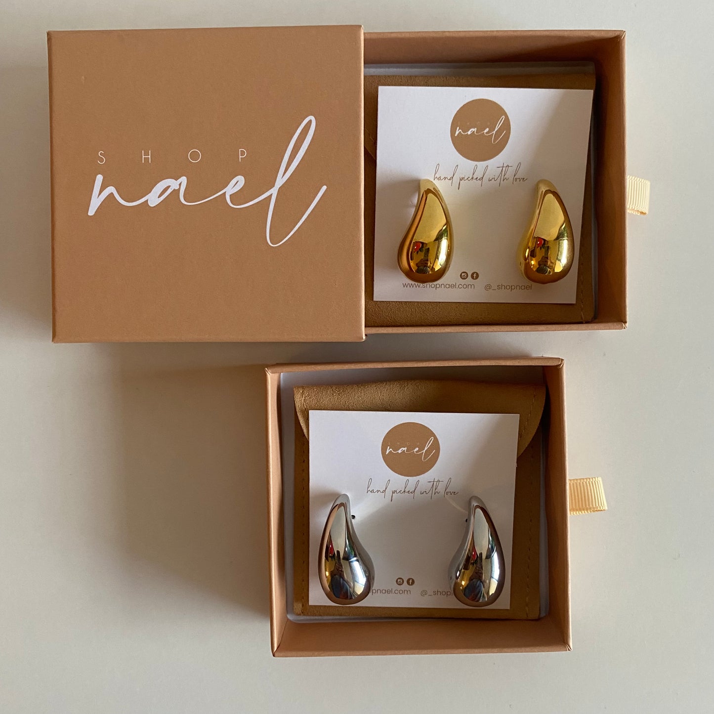 Bold Medium Gold & Silver drop earrings