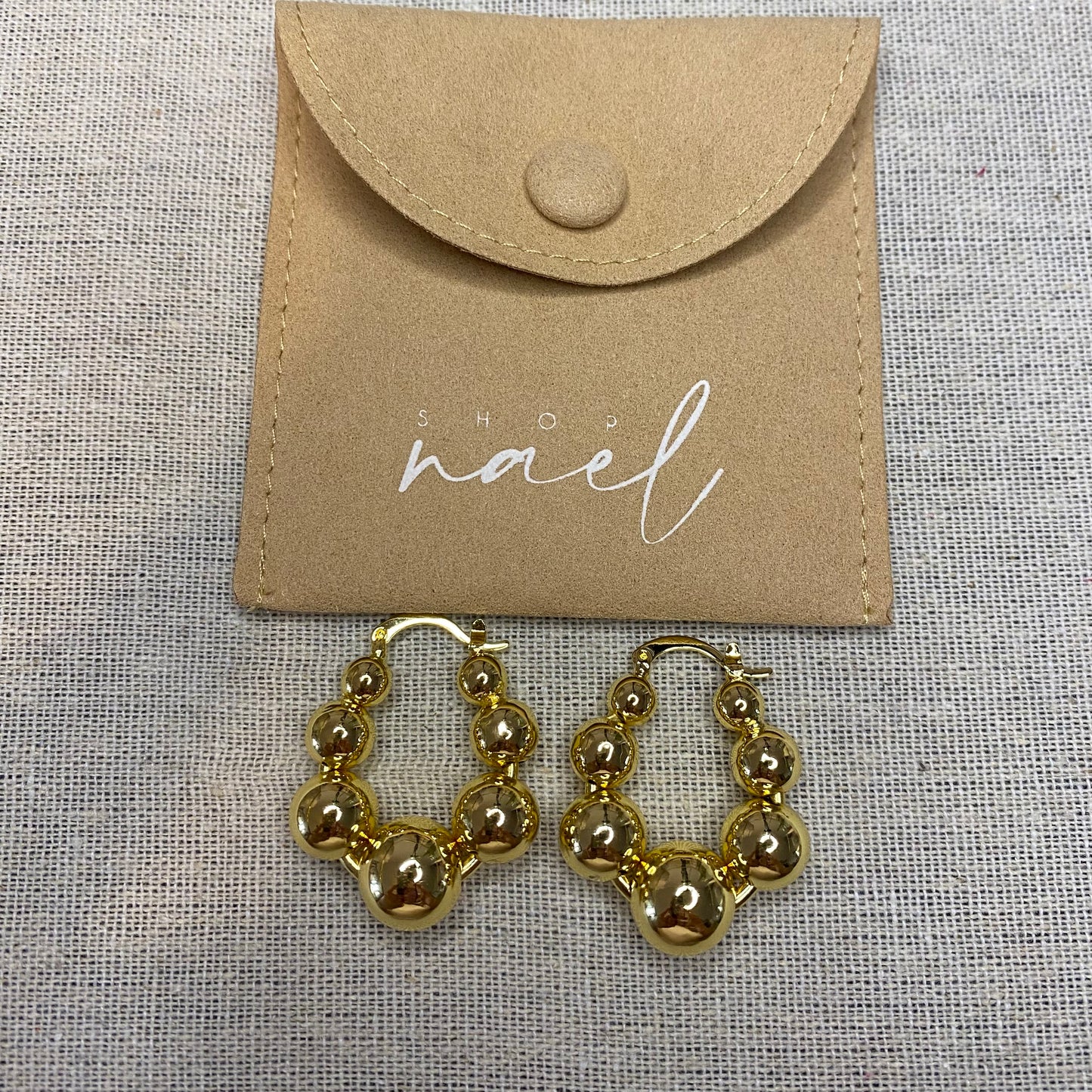 Gold Beaded hoops