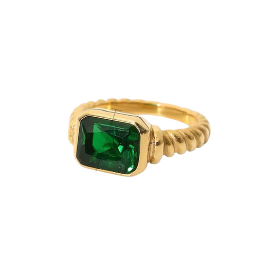 Geometric Zircon Ring