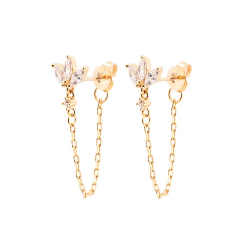 Zircon short Tassel Chain earrings