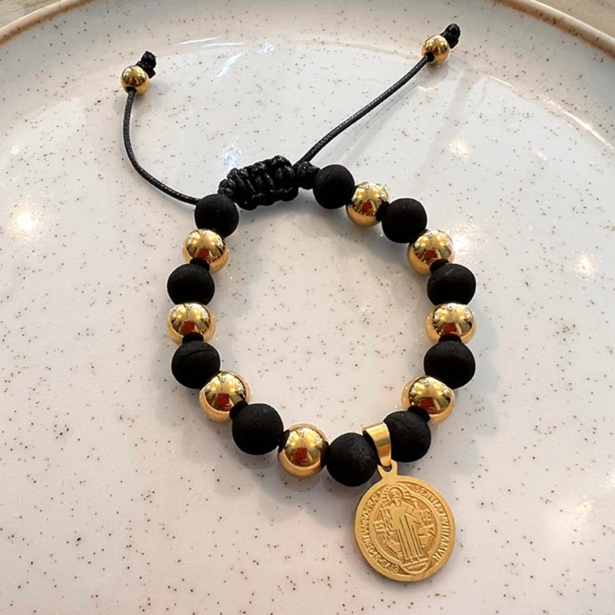 Neoprene bracelet with St. Benedict medal