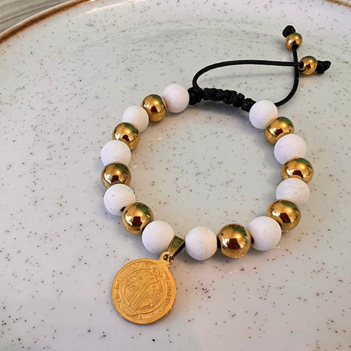 Neoprene bracelet with St. Benedict medal