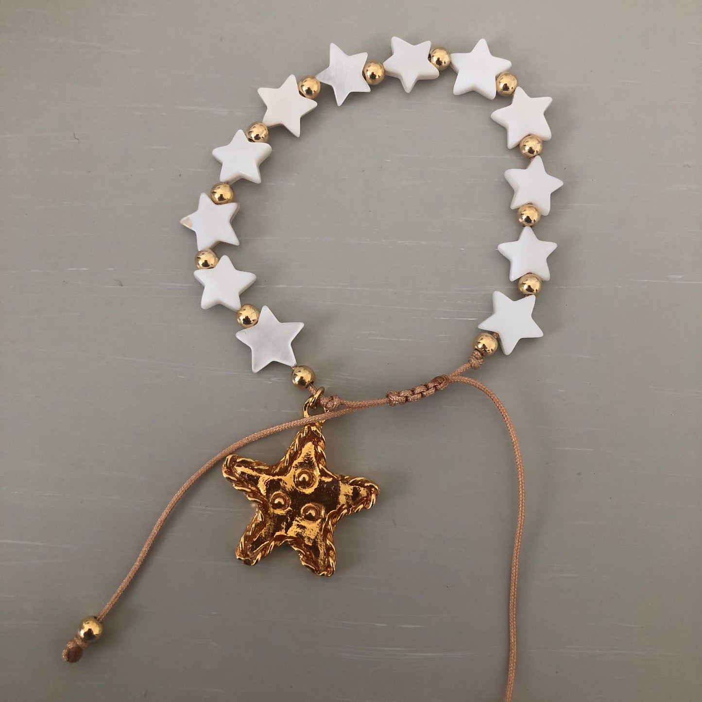 Bronze star mother of pearl bracelet