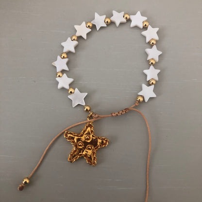 Bronze star mother of pearl bracelet