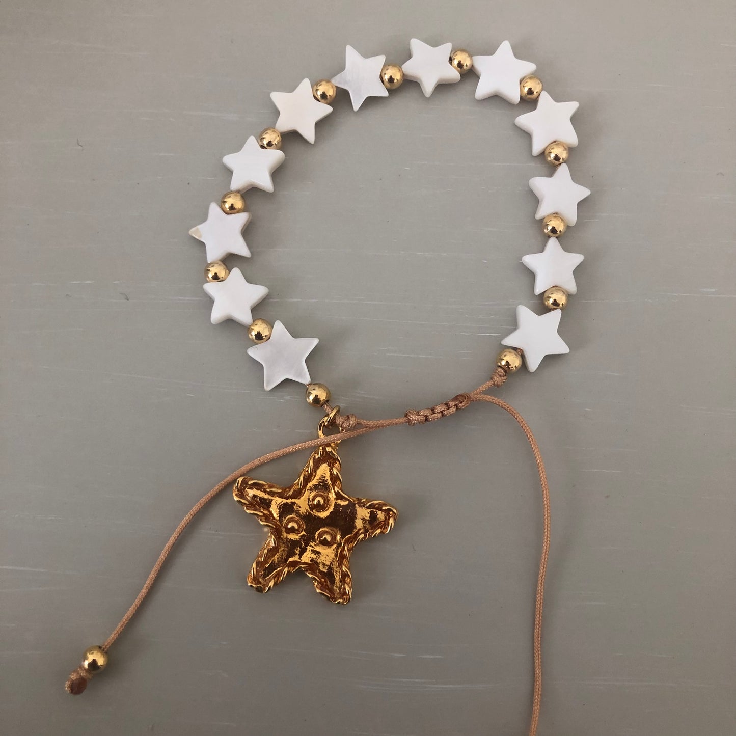 Bronze star mother of pearl bracelet