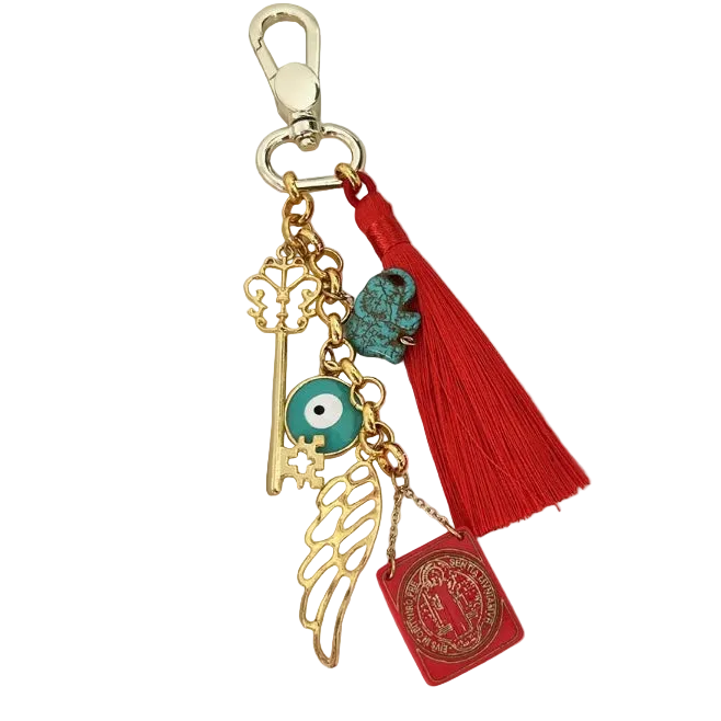 Tassel and Saint Benedict keychain