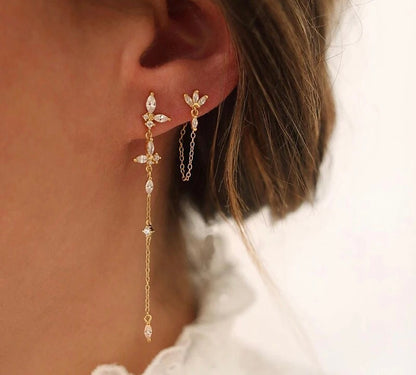 Zircon short Tassel Chain earrings