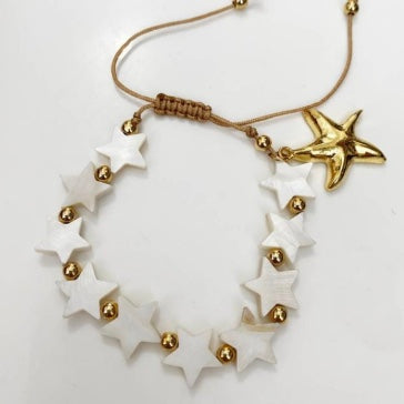 Bronze star mother of pearl bracelet