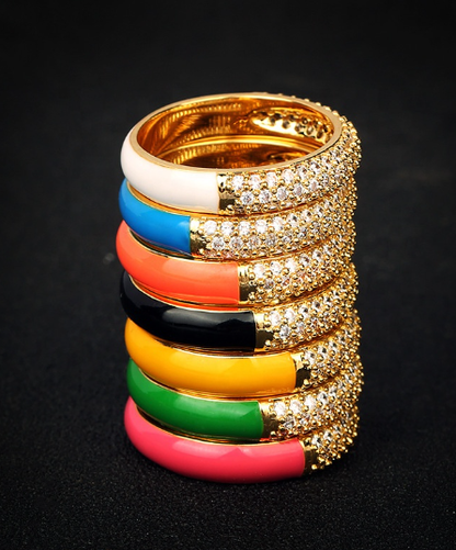 colorful enamel zircon rings