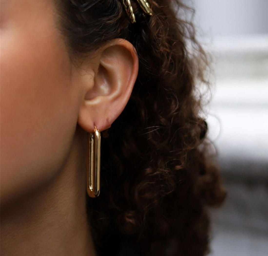 gold glossy rectangle hoops