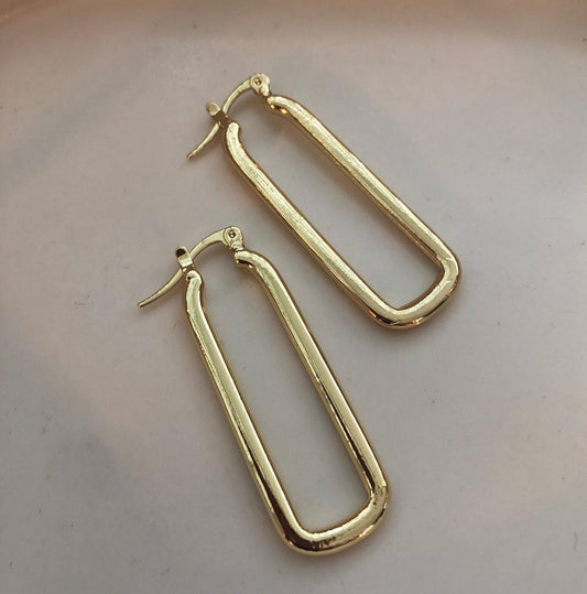 gold glossy rectangle hoops