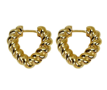 gold heart hoops