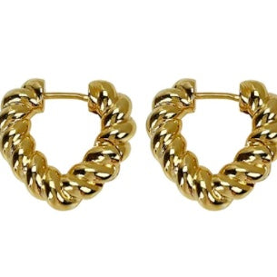 gold heart hoops