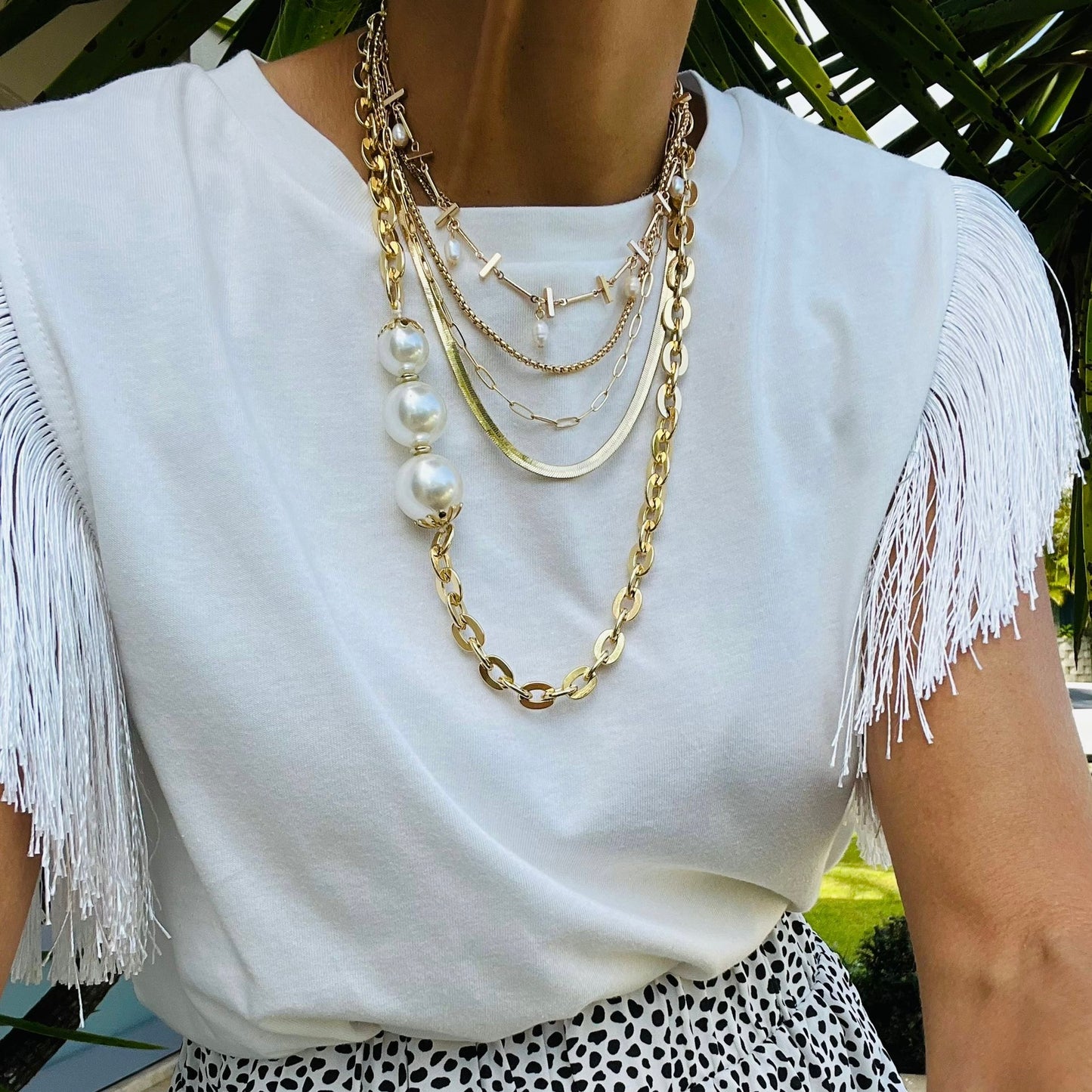 Pearl layered necklaces