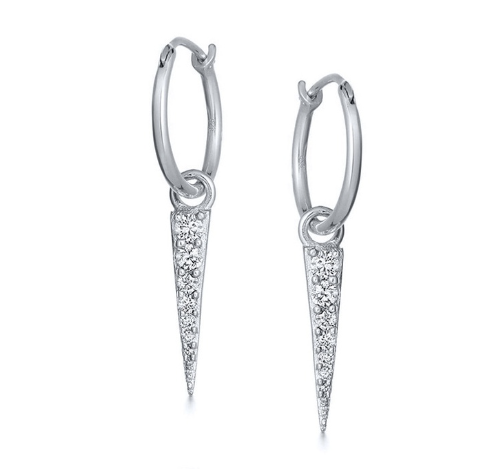 silver triangle pendant mini earring
