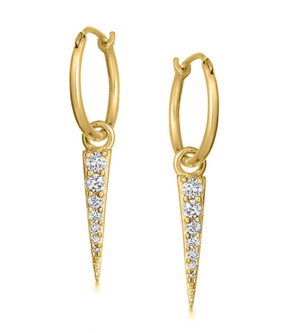 gold triangle pendant mini earring