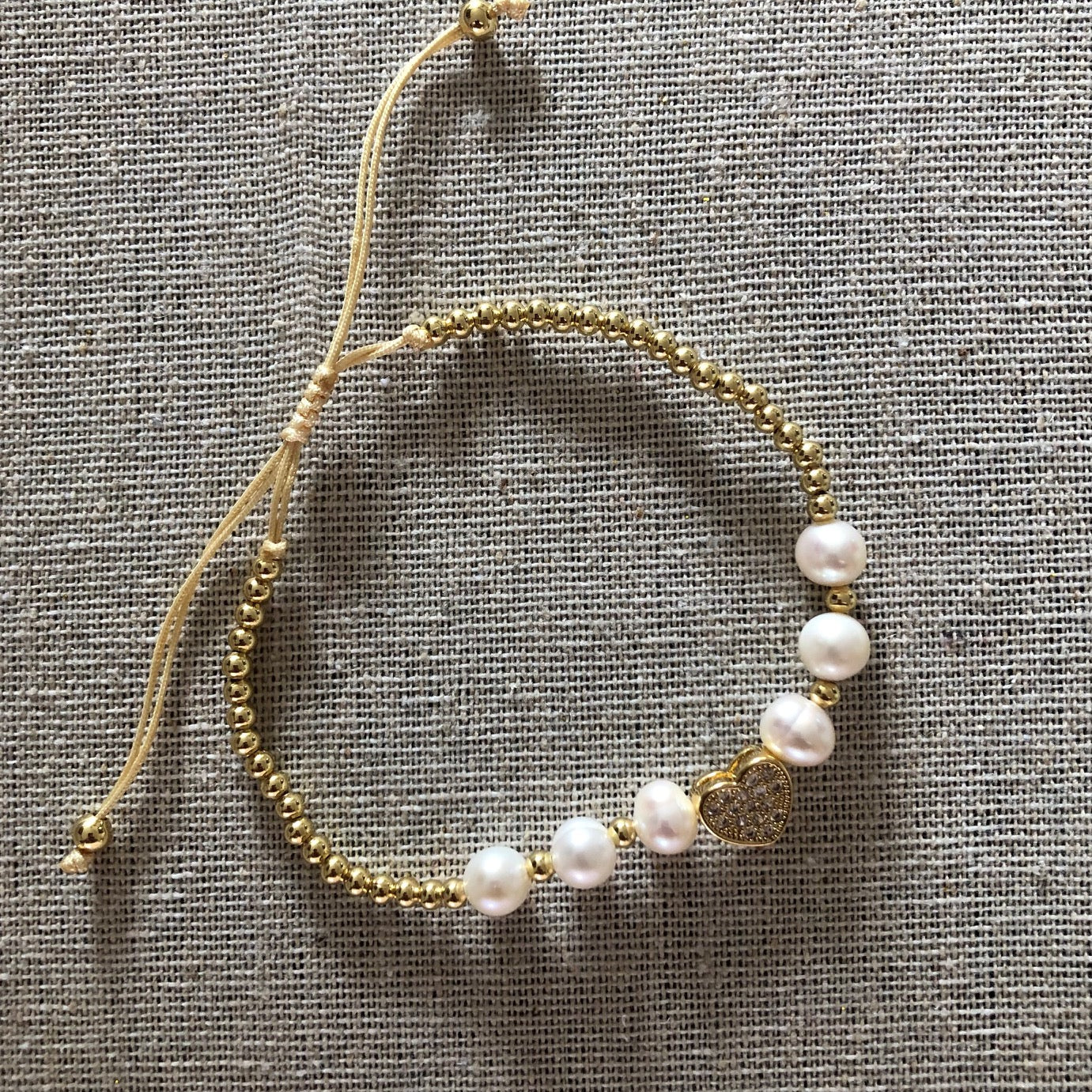 zircon - pearl charm bracelet